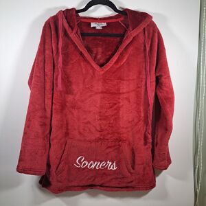 OU Oklahoma Sooners Emerson Street Hooded Oversized Warm Fleece Top Medium